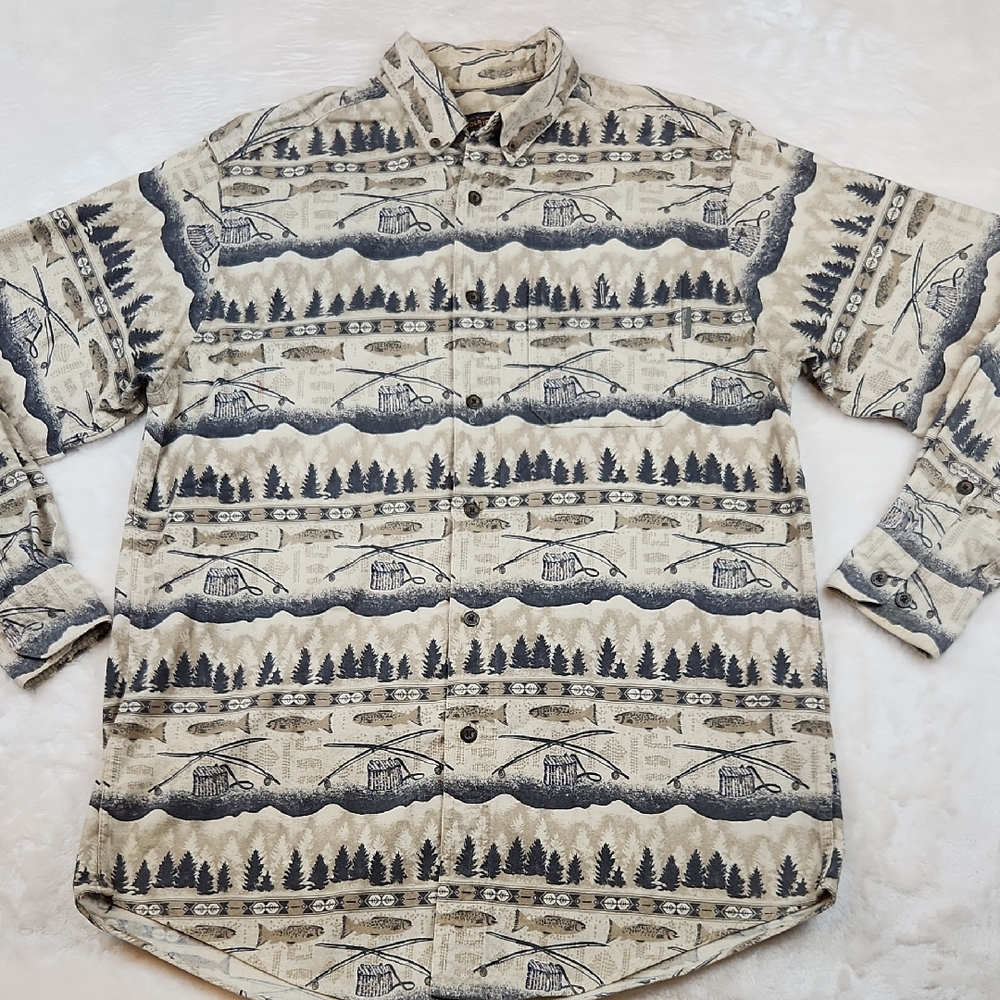 Woolrich Outdoor Clothing Company  Long-Sleeve Flannel Shirt Fishing Camping